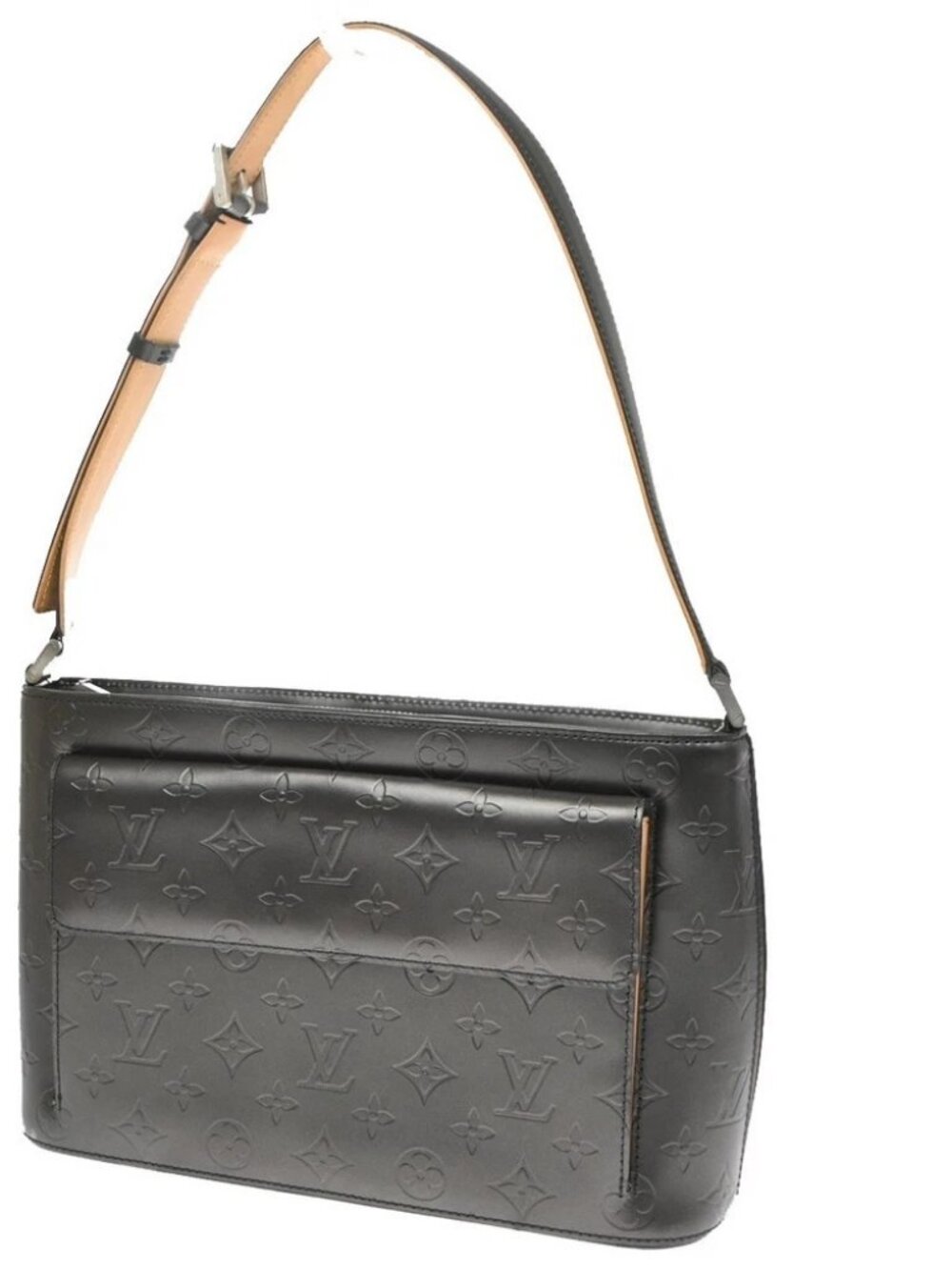 LOUIS VUITTON Logo Alston Shoulder Bag Monogram Mat Leather Noir